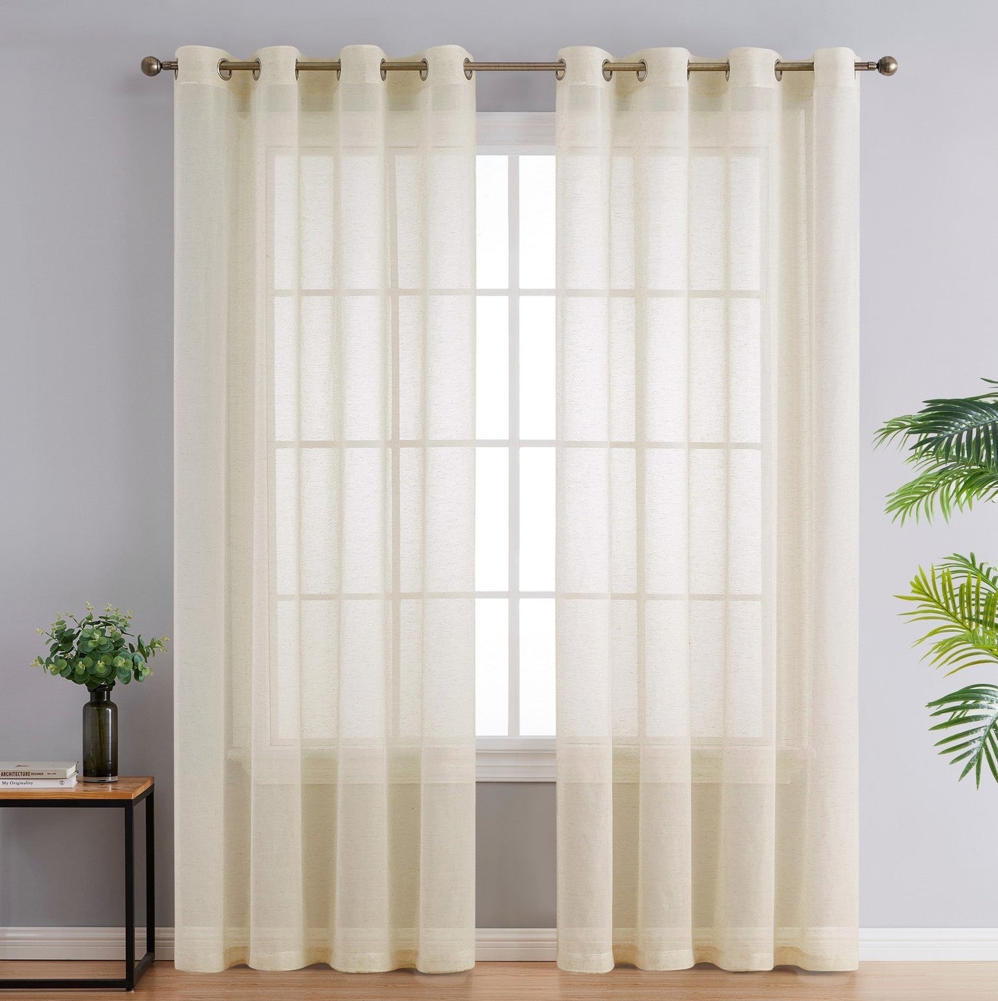 Sierra Linen Sheer Grommet Curtain Panels
