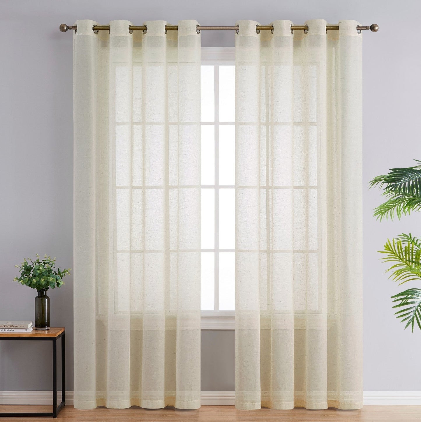 Sierra Linen Sheer Grommet Curtain Panels