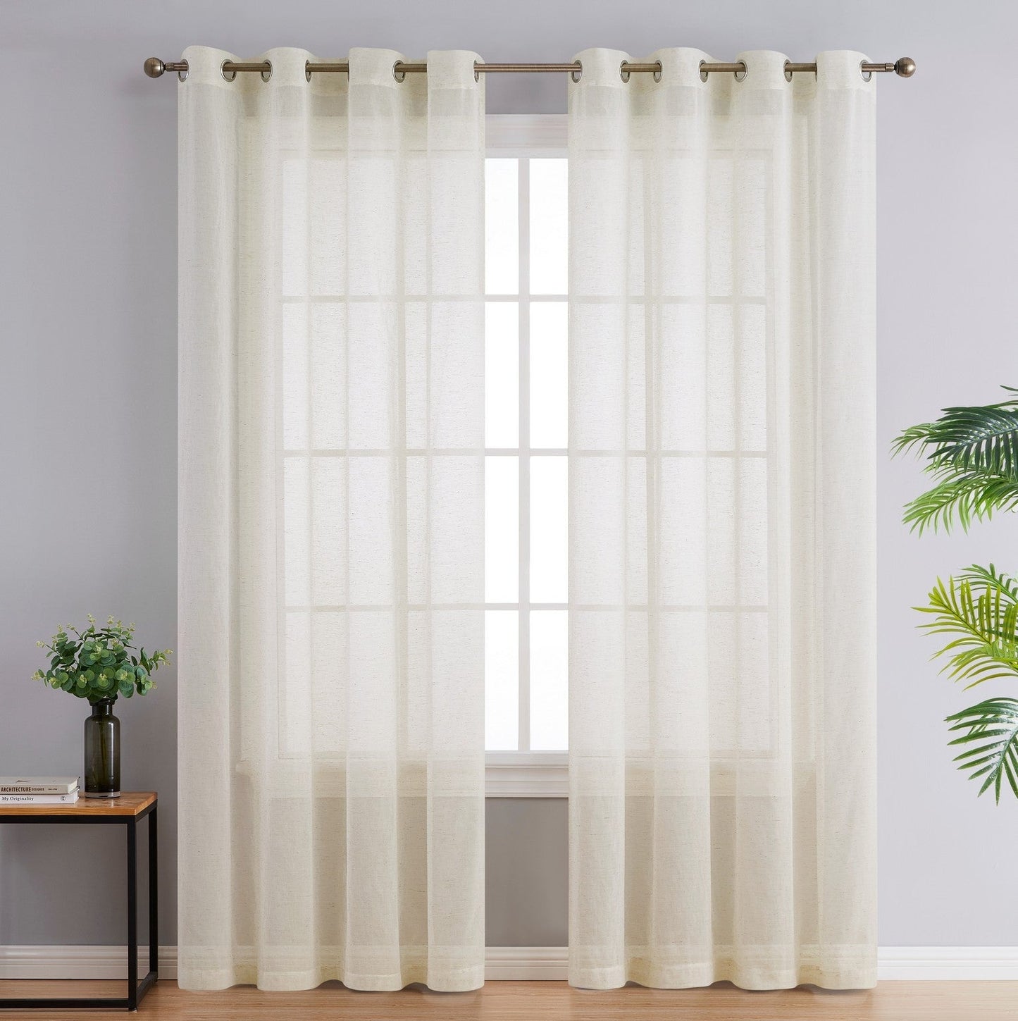 Sierra Linen Sheer Grommet Curtain Panels
