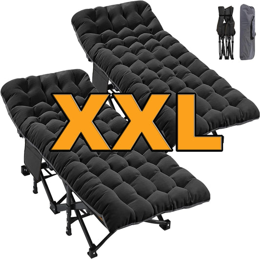 Slsy 2 Packs Oversized XXL Folding Camping Cot with 2-Sided Mattress, 32'' Wide XXL Portable Folding Cots for Adults, Folding Cot Bed for Sleeping, Supports 900 lbs