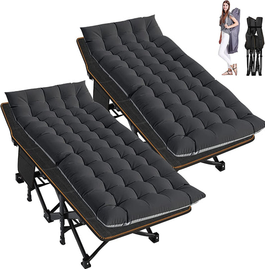 Slsy Cot, Folding Camping Cot for Adults, 2 Pack 75' x 28' Sleeping Cot, Heavy Duty Guest Bed with 2-Sided Mattress & Carry Bag