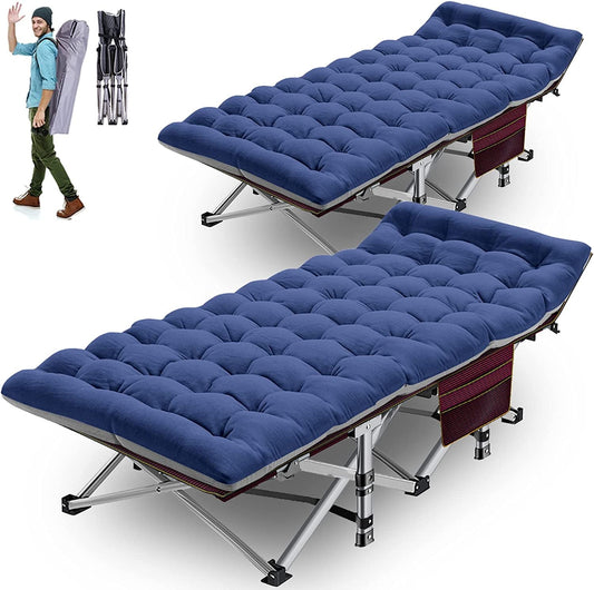 Slsy Cot, Folding Camping Cot for Adults, 2 Pack 75' x 28' Sleeping Cot, Heavy Duty Guest Bed with 2-Sided Mattress & Carry Bags