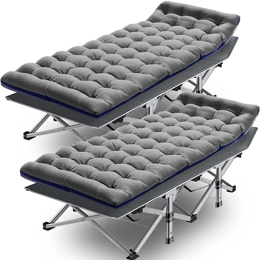Slsy Cot, Folding Camping Cot for Adults, 2 Pack 75' x 28' Sleeping Cot, Rollaway Guest Bed with 2-Sided Velvet Mattress & Carry Bag