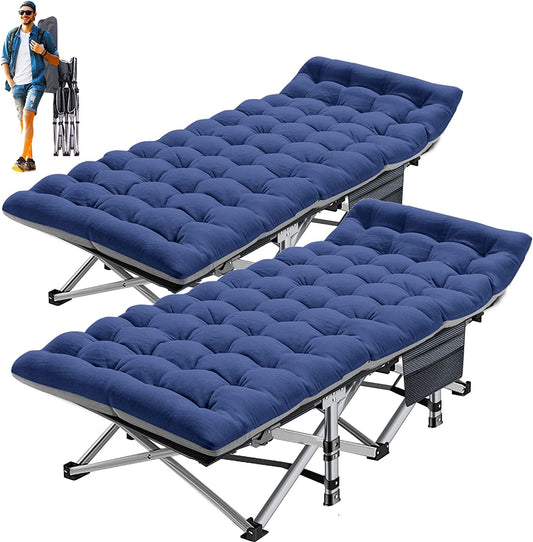 Slsy Folding Camping Cot 2 Pack, Portable Folding Cots for Adults, 75'*28' Outdoor Sleeping Cot Bed With Reversible Mattress, Carry Bag