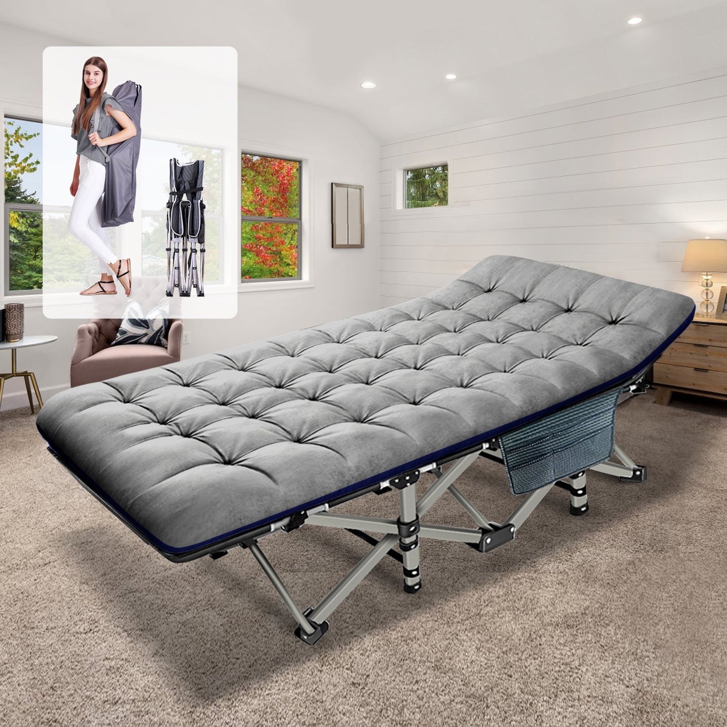 Slsy Folding Camping Cots for Adults Heavy Duty Cot, Sleeping Bed Tent Cot, Portable Sleeping Cot Folding Outdoor Bed with Carry Bag