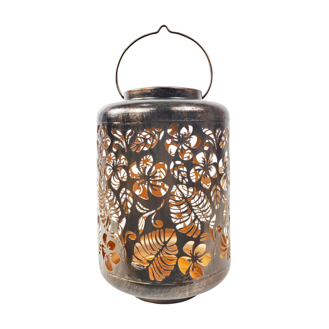 Bliss 12" Tall Decorative Solar LED Lantern Lights - Tropical Flower - Senior.com Camping Lights & Lanterns