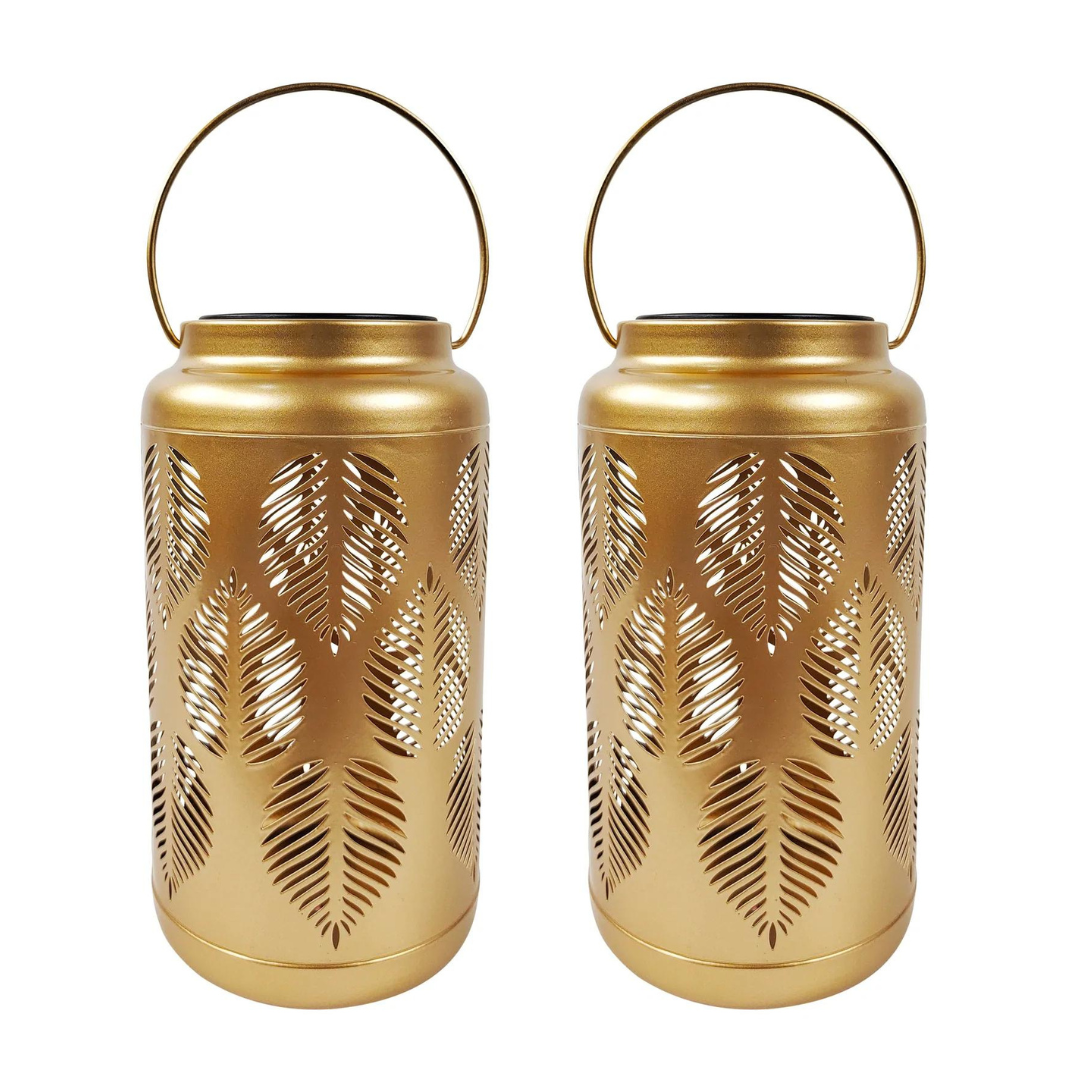 Bliss 9" Tall Decorative Solar LED Lantern Lights 2-Pack - Tropical Leaf - Senior.com Camping Lights & Lanterns