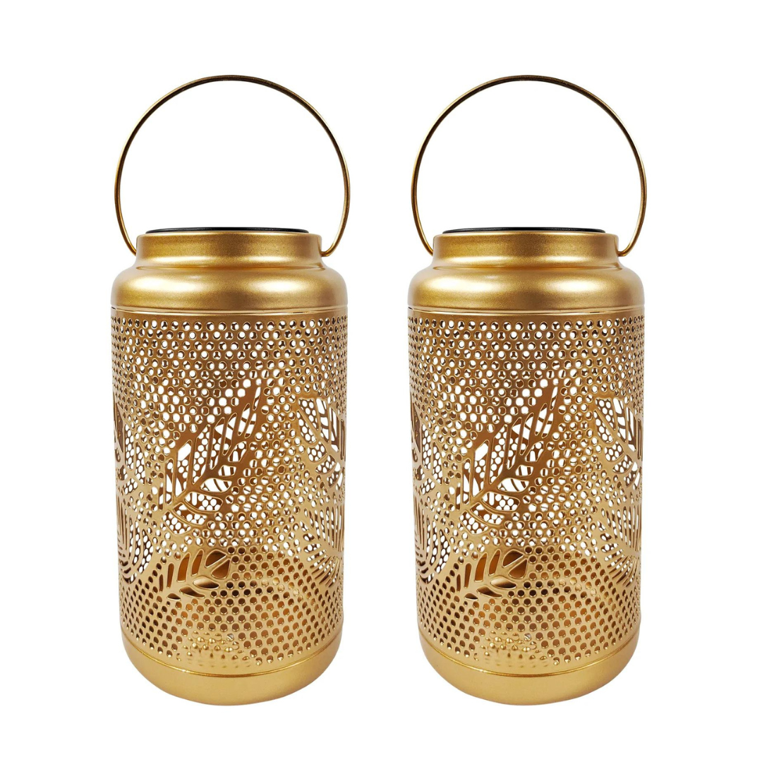 Bliss Outdoors 9" Tall 2-Pack Hanging and Tabletop Decorative Solar LED Lantern w/ Berry Leaf Design - Senior.com Camping Lights & Lanterns