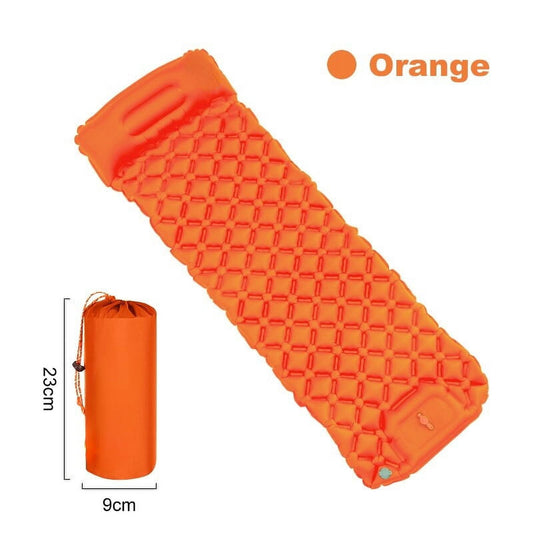 Ultralight Inflatable Camping Mattress: Built-in Pump, Pillows, Ideal for Hiking and Outdoor Sleep,Orange