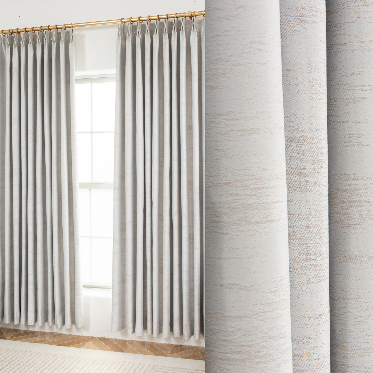 100% Total Blackout Curtain Shimmer Cloud Textured, Customize Size/Head, 1 Panel