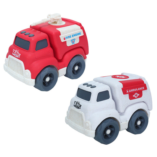 Plantastic City Vehicles Double Pack (Medium Size) - Ambulance And Fire Engine