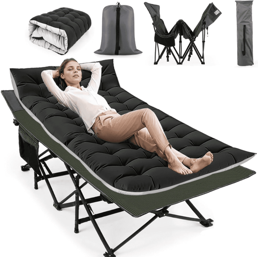 Veeboto 900lbs Folding Sleeping Cot Guest Bed for Adults, Portable Folding Bed with 3 Inch Upgrade Velvet Mattress, Folding Bed Cot for Traveling Camp Office Use 75' x 28