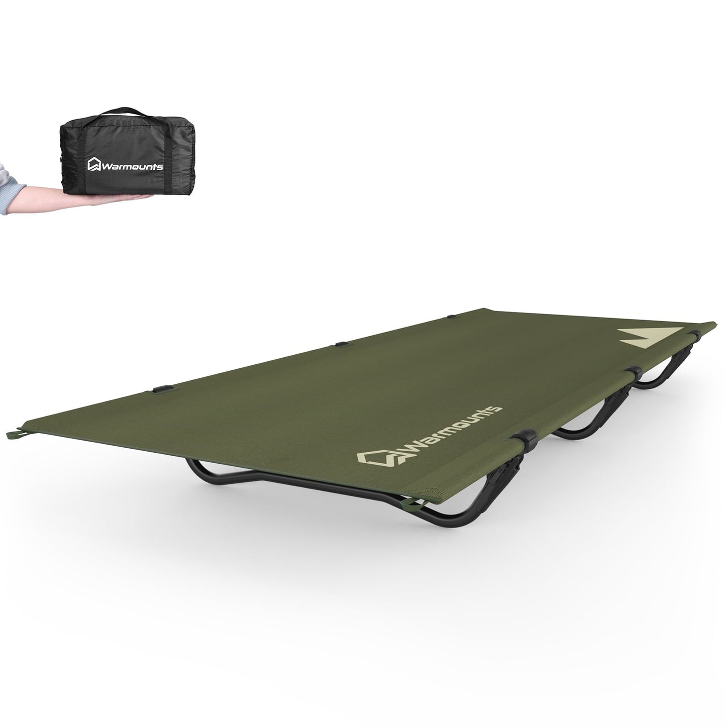 WARMOUNTS Compact Camping Cots Pro, 360¡ã Grip Lock Patent Structure for 60-Sec Set, 30' Wide Folding Camping Cot w/ Carry Bag for Hiking, 350 lbs