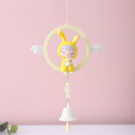 Yellow Rabbit Ear Wind Chimes Balcony Ornament Cute Wind Chimes Gift for Her