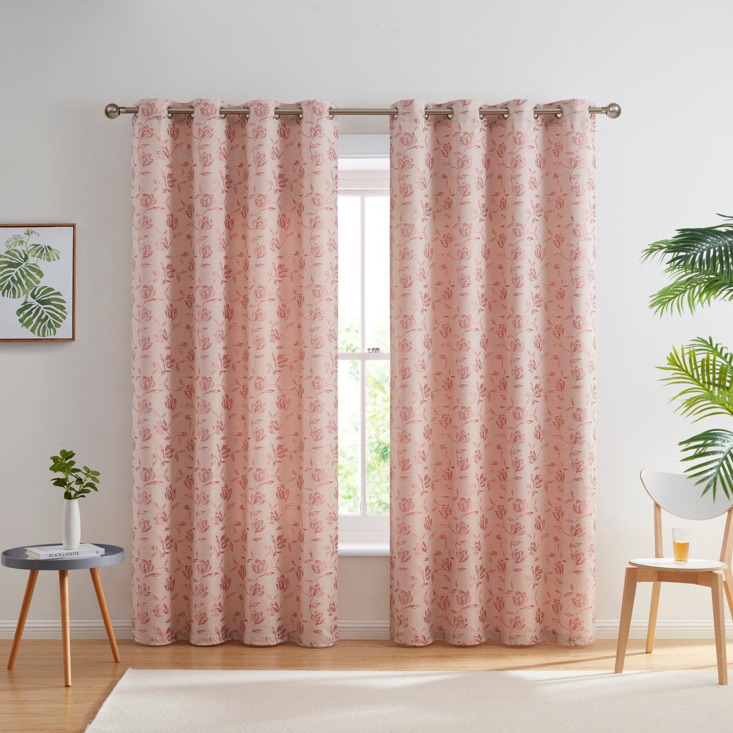 Zoey Burlap Floral Grommet Curtains
