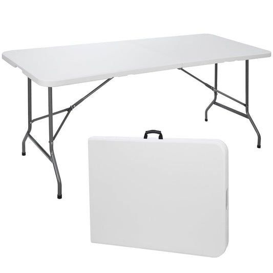 ZENY 6Ft Folding Game Table Portable Camping Table for Picnic Beach 71" X 27" White