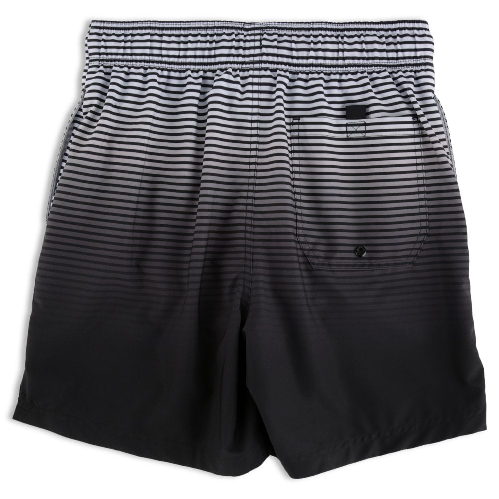 George Men'S and Big Men'S 6" Stripe Black Soot and New Toucan Swim Trunks, 2-Pack, Sizes up to 5XL