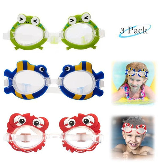 AABV 3 Pairs Kid Swim Goggles, Anti- Fog No Leaking Swimming Goggle Cartoon Sea Animal Youth Swim Glasses Diving Accessories for Teens Kids Boys Girls