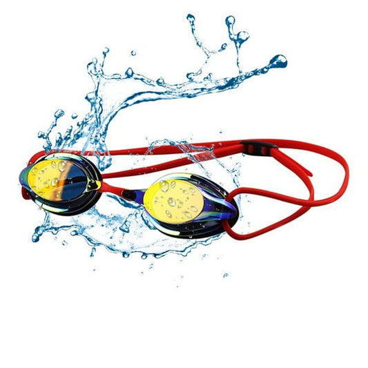 AABV Professional Racing Mirrored Swim Goggle Adjustable Scale Strap Hnearstar Anti-Fog Anti-Uv Silicone Swim Goggles Adult Men Women-Red