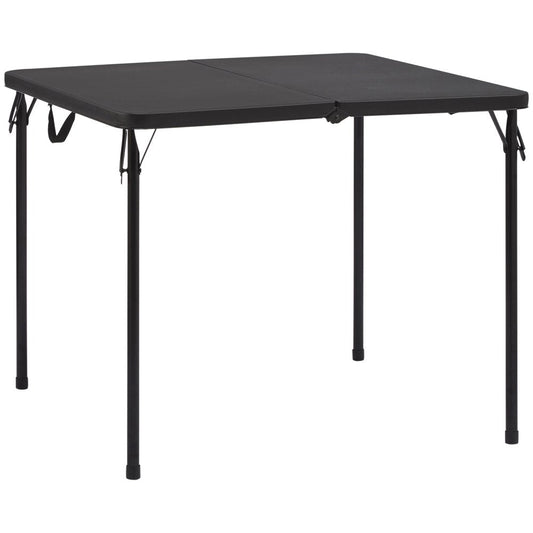 Mainstays 34" Square Resin Fold-In-Half Table, Rich Black