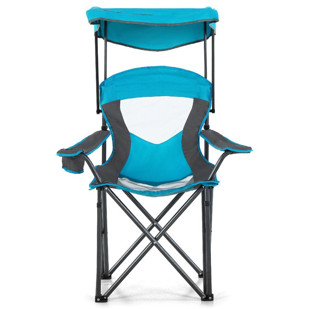 Alpha Camp Folding Beach Canopy Chair Sun Protection Camping Chair with Cup Holder, Enamel Blue