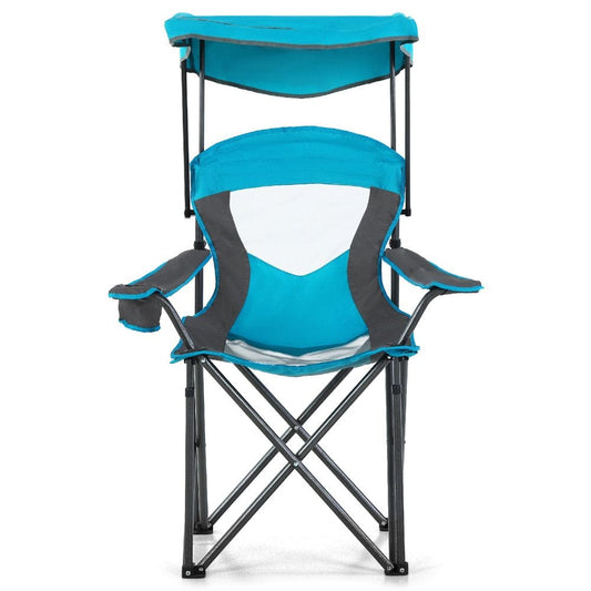 Alpha Camp Folding Beach Canopy Chair Sun Protection Camping Chair with Cup Holder, Enamel Blue
