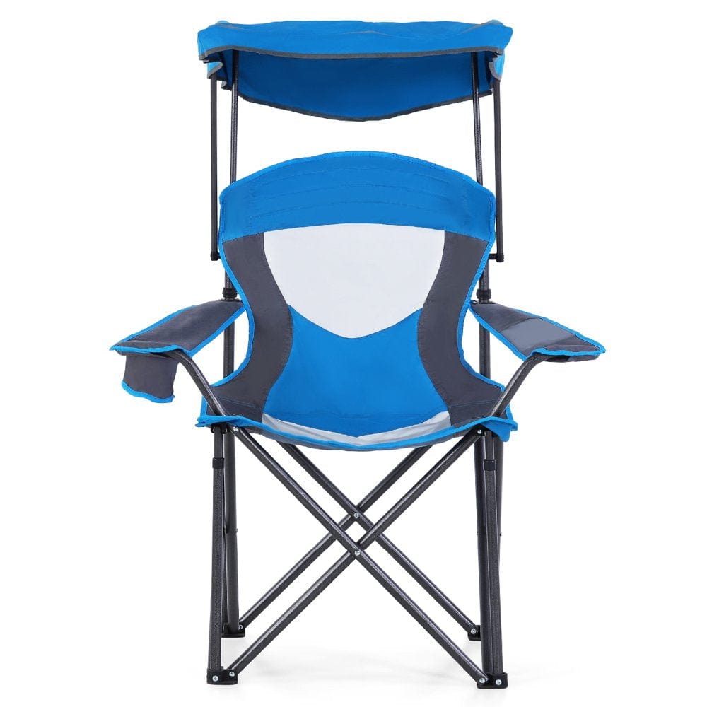 Alpha Camp Folding Beach Canopy Chair Sun Protection Camping Chair with Cup Holder, Enamel Blue
