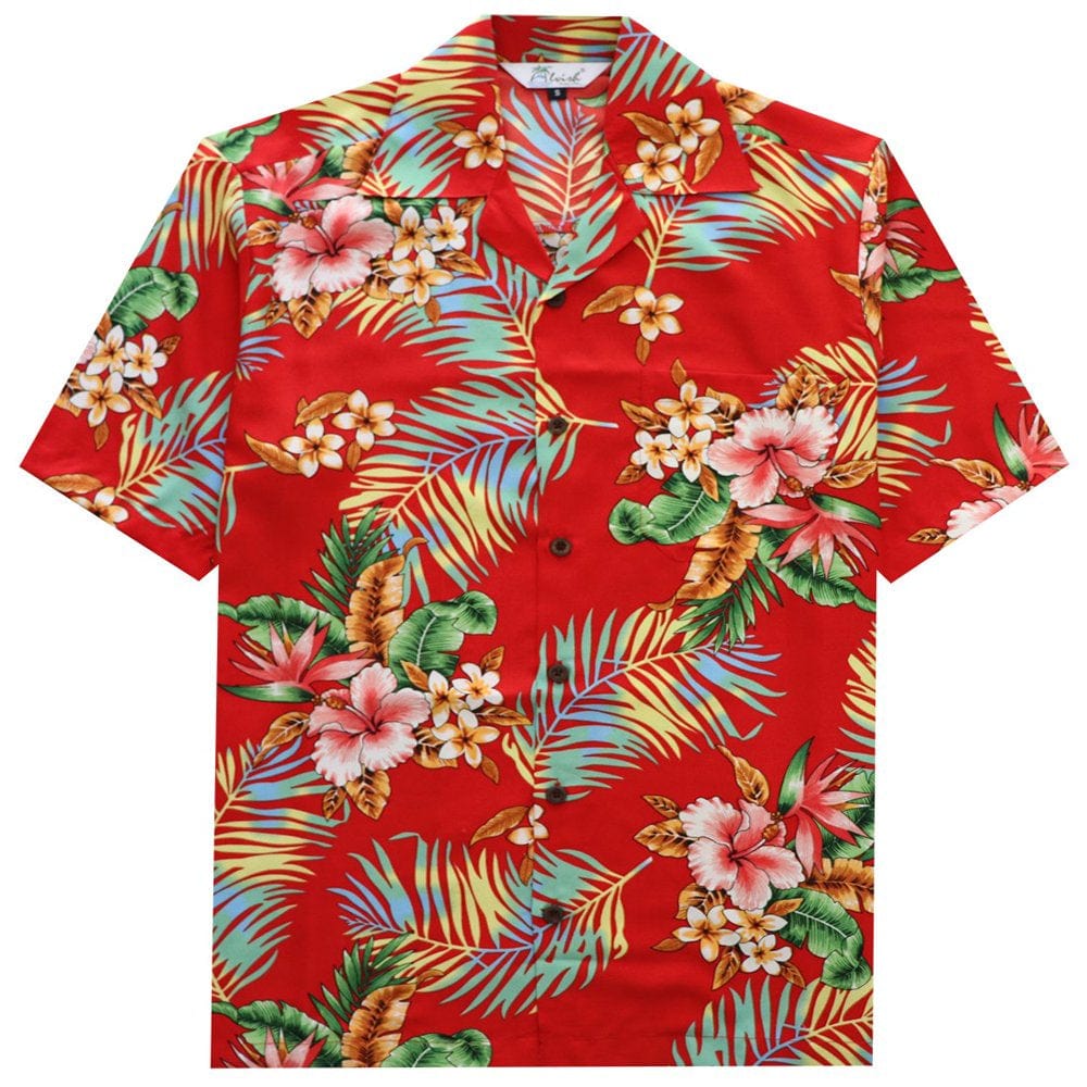 Alvish Hawaiian Shirt 54 Mens Flower Leaf Beach Aloha Party Casual Black S