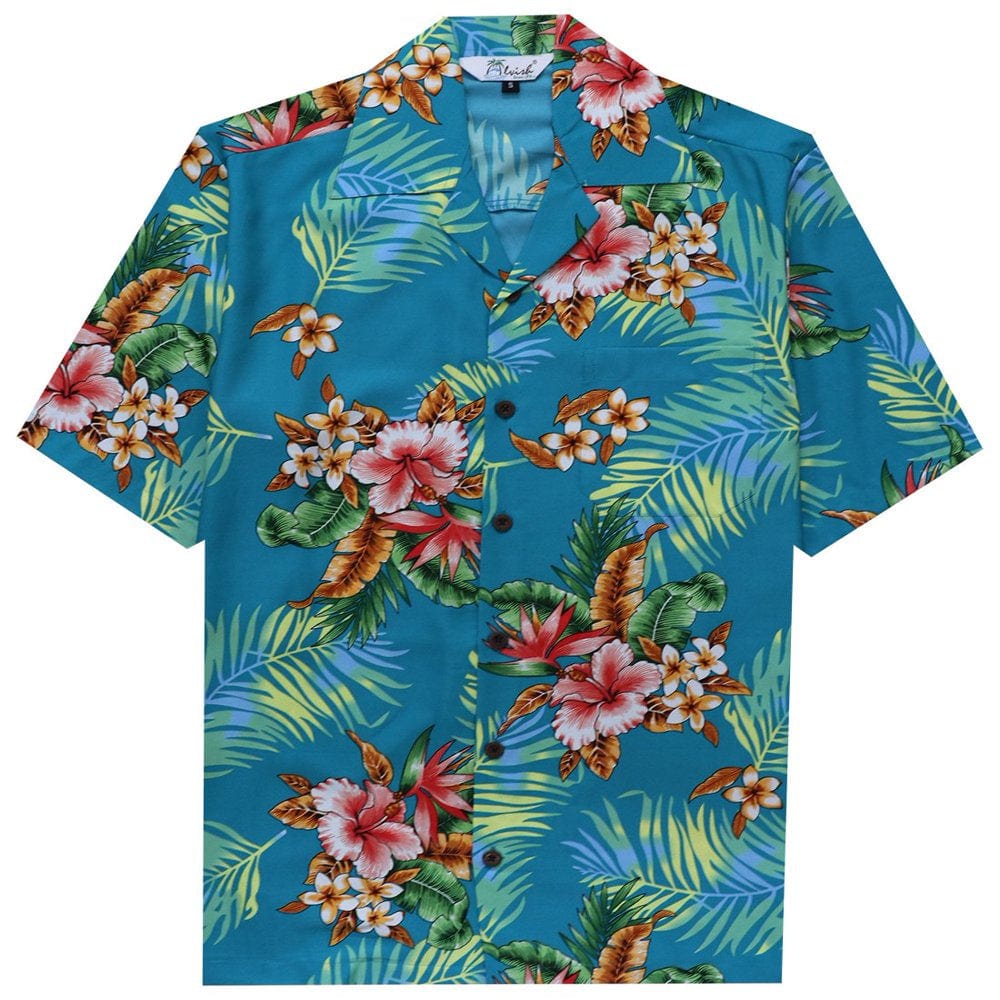 Alvish Hawaiian Shirt 54 Mens Flower Leaf Beach Aloha Party Casual Black S