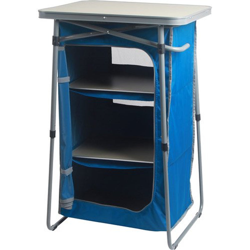 Ozark Trail 3-Shelf Collapsible Cabinet with Table Top, Blue, 23" L X 19" W