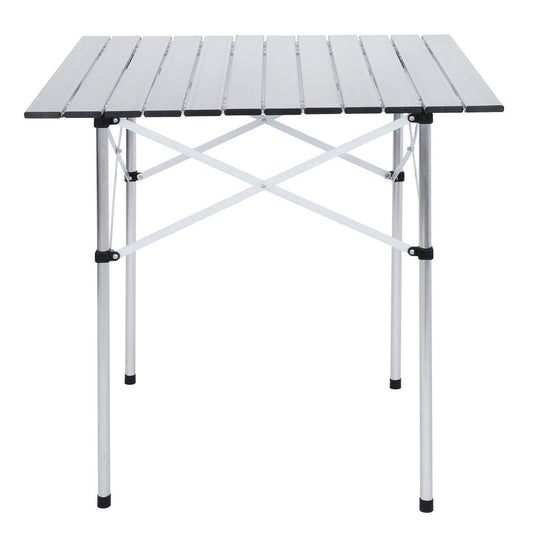 ZENSTYLE Sturdy Folding Camping Table with Aluminum Table Top and Carry Bag for Picnic Camp Portable, Silver