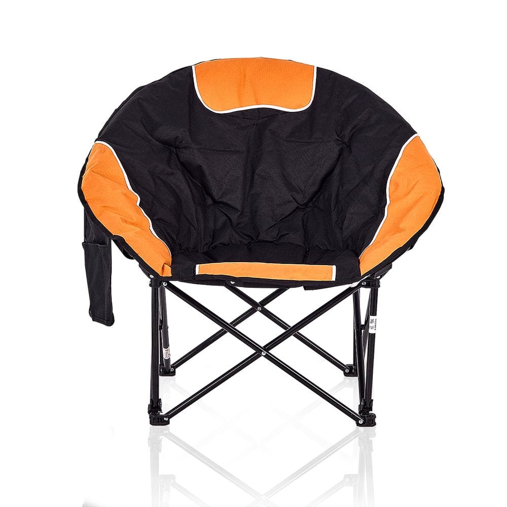BIGTREE Portable Outdoor Canopy Moon Chair Cup Holder Carry Bag round Saucer Folding Padded Patio Orange