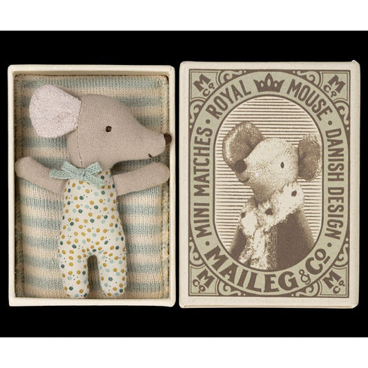 Sleepy Wakey Baby Mouse in Matchbox - Blue