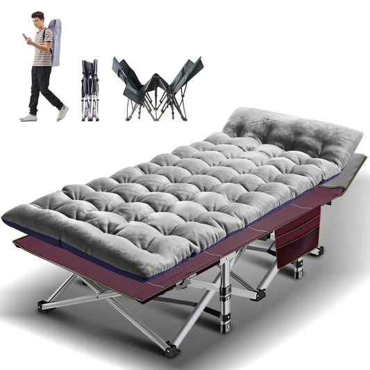 Lilypelle folding cot with mattress,Heavy Duty Sleeping Cots with Carry Bag,Double Layer Oxford Portable Folding Camping Cot for Home ,Office Nap and Outdoor Beach£¬Upgrade Red