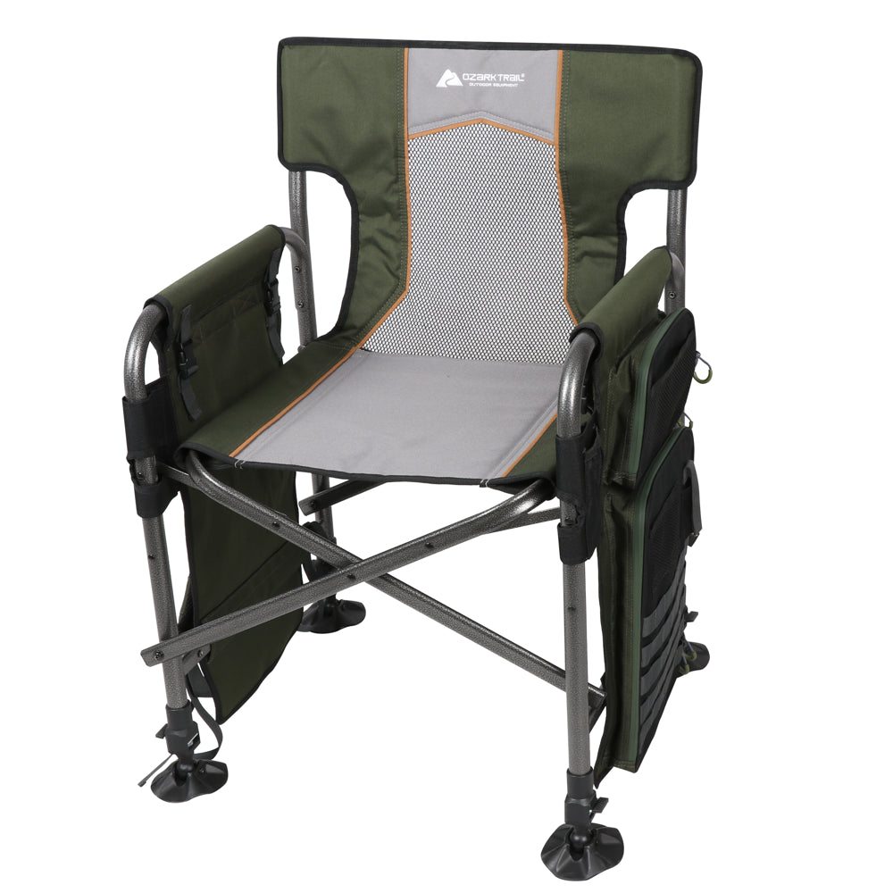 Ozark Trail Fishing Steel Director'S Chair with Rod Holder, Green