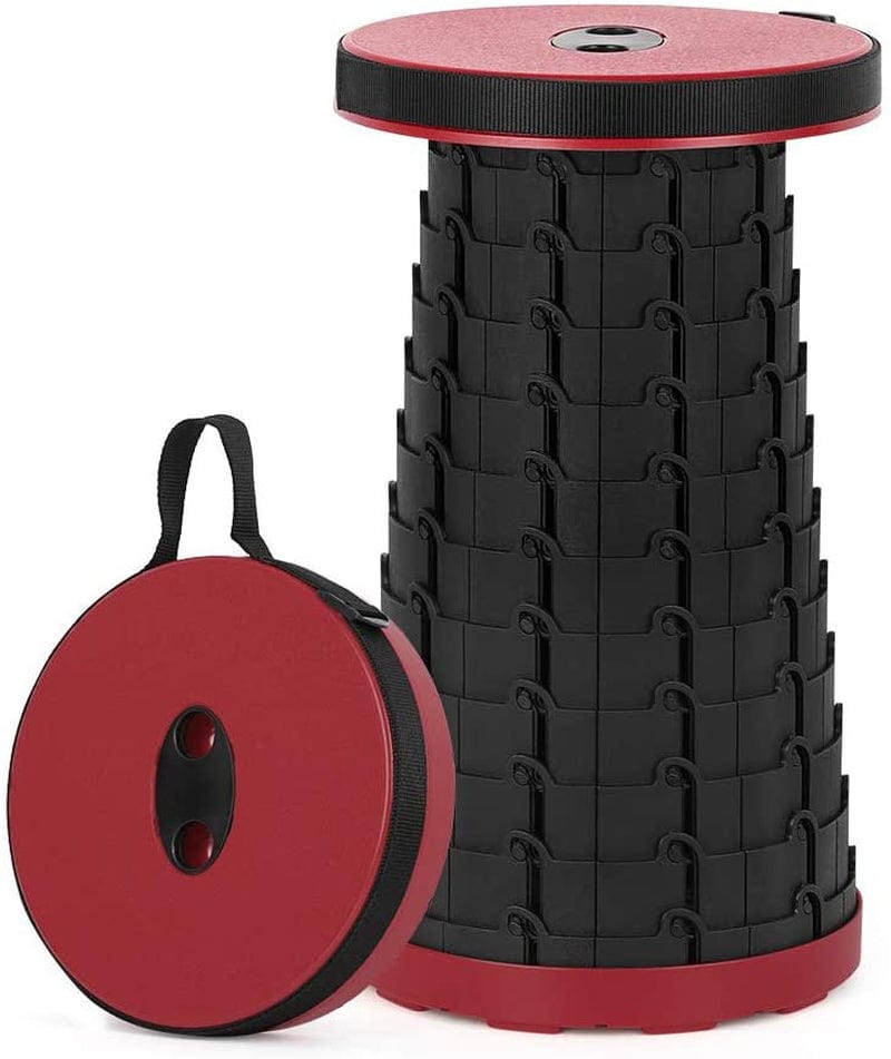 Camping Stool, Folding Collapsible Camp Stool Portable Camping Chair for Indoor & Outdoor, Red & Black