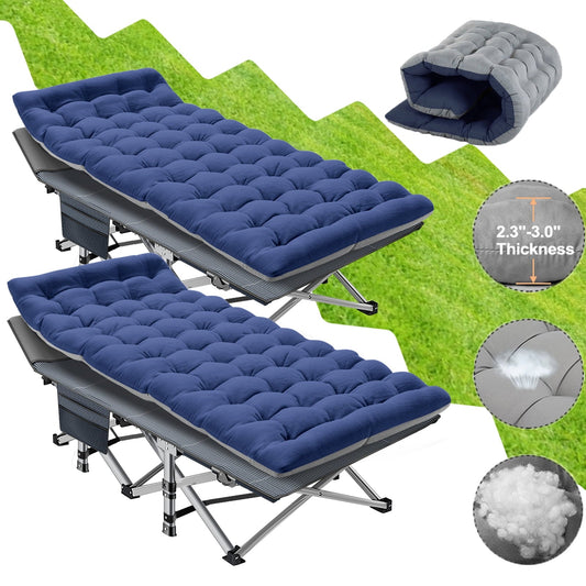 Lilypelle 75' Adult Folding Bed Camping Cots with Gray Mat,2 Pack