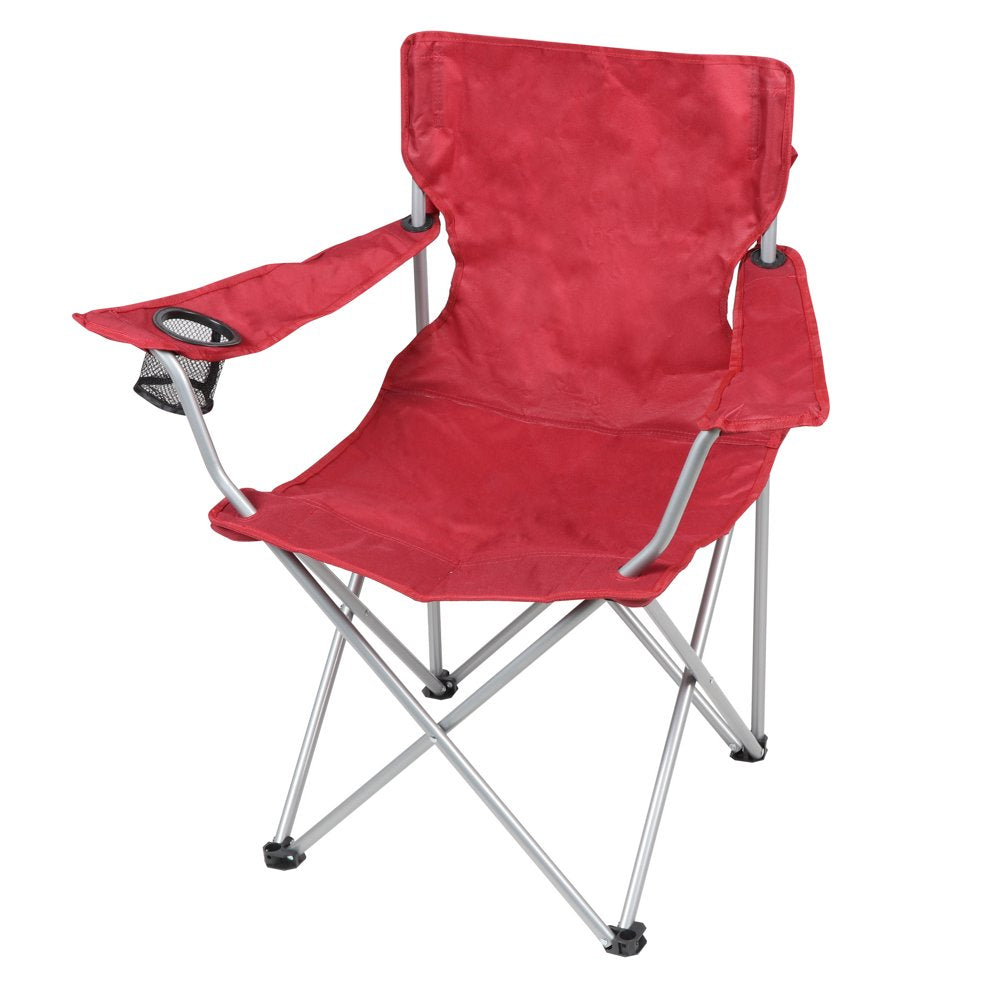 Ozark Trail Basic Quad Folding Camp Chair with Cup Holder, Blue, Adult Use