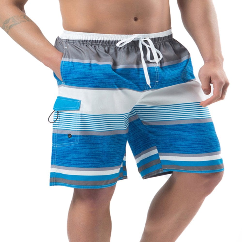 Colisha Striped Swim Trunks for Men, Quick Dry Mens Boardshorts, Mens Bathing Suits with Mesh Lining