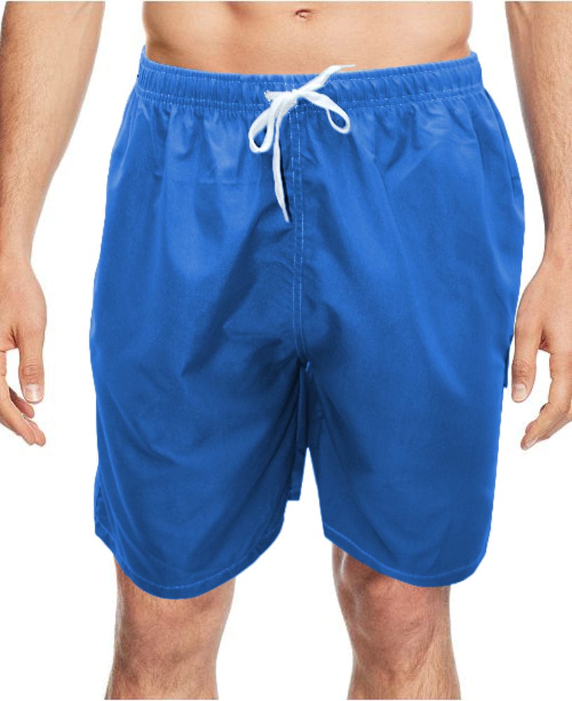 Comfort Fit Men'S Three Pocket Knee Length Quick Dry Swim Trunks, Blue, Large