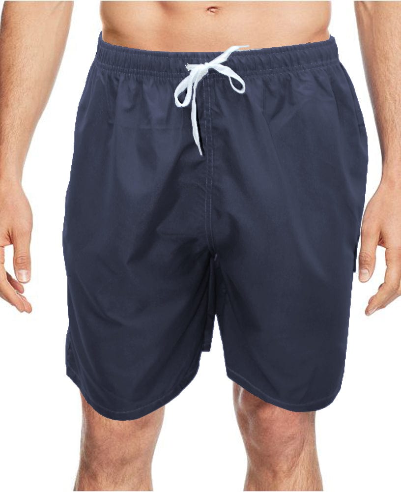 Comfort Fit Men'S Three Pocket Knee Length Quick Dry Swim Trunks, Blue, Large