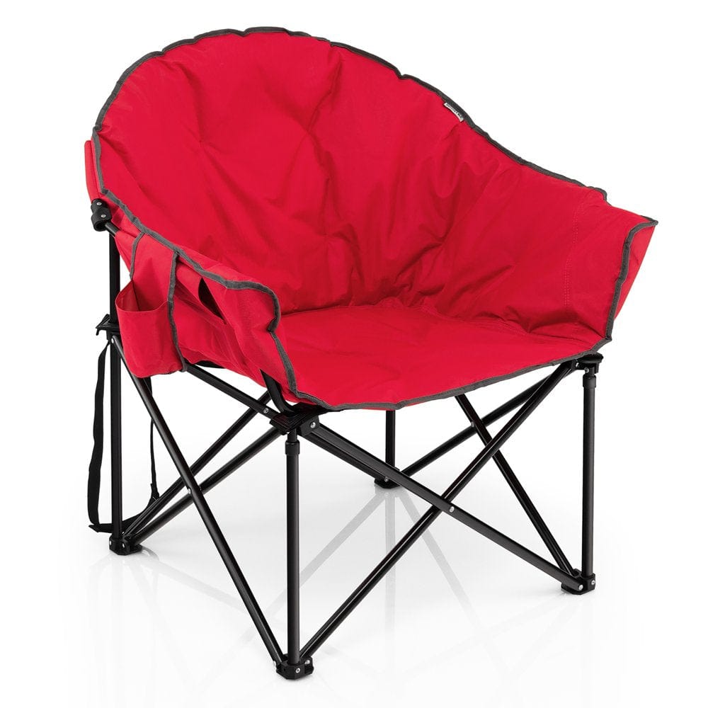 Costway Folding Camping Moon Padded Chair with Carry Bag Cup Holder Portable Navy