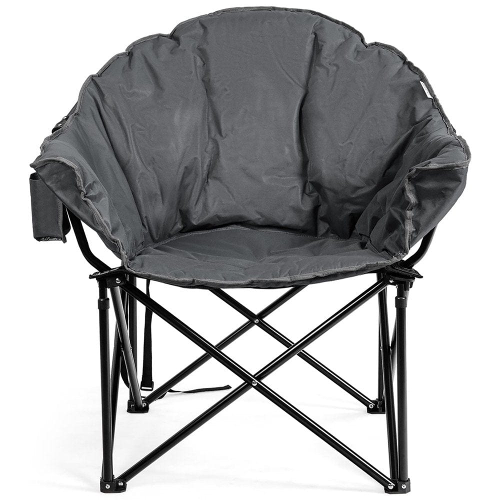 Costway Folding Camping Moon Padded Chair with Carry Bag Cup Holder Portable Navy