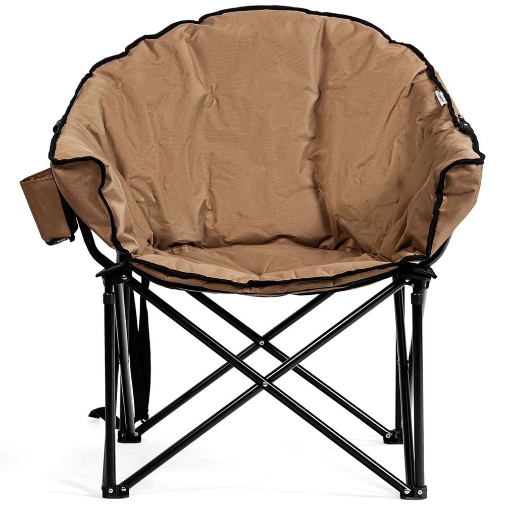 Costway Folding Camping Moon Padded Chair with Carry Bag Cup Holder Portable Navy