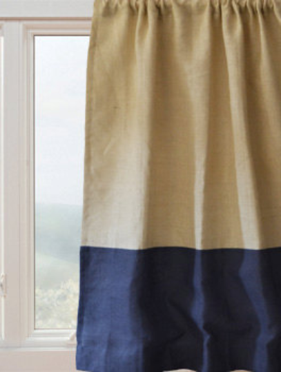 Burlap curtain panels in bloc style for doors and windows