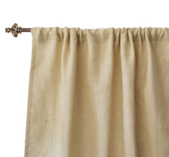 Burlap curtain panels in bloc style for doors and windows
