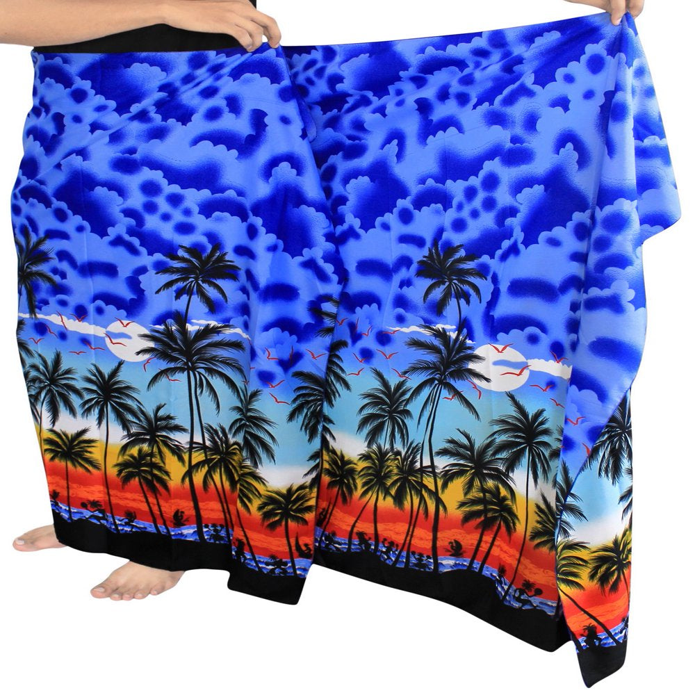 HAPPY BAY Men'S Bath Trunk Swimwear Sarong Beach Wrap One Size Blue-F346