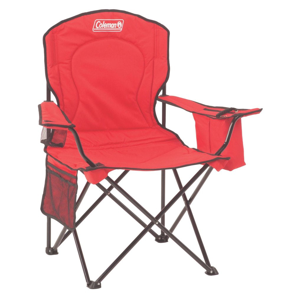 Coleman Adult Camping Chair with Built-In 4-Can Cooler, Blue