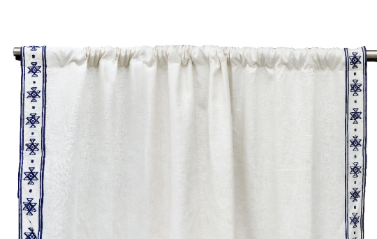 Boho Embroidered Linen Curtain