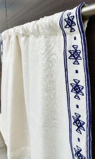 Boho Embroidered Linen Curtain